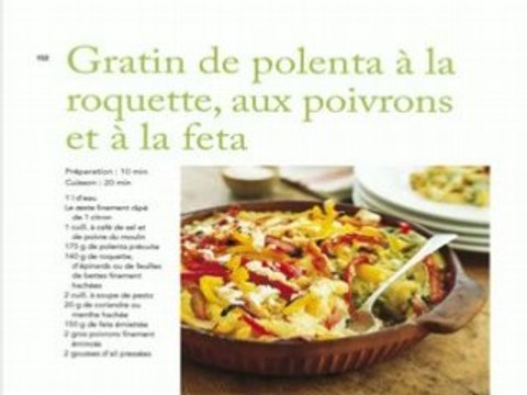 Gratin de polenta à la roquette, aux poivrons et à la feta