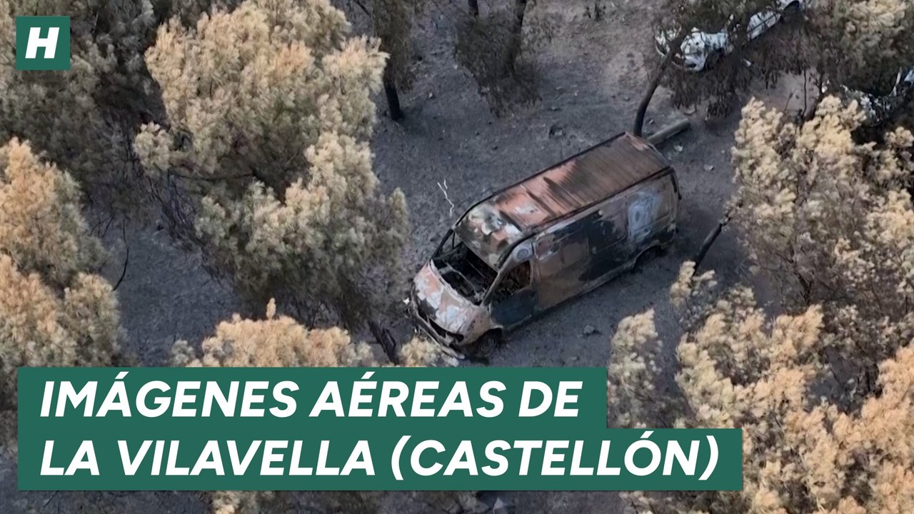 Imágenes aéreas de los daños provocados por el incendio en La Vilavella (Castellón)