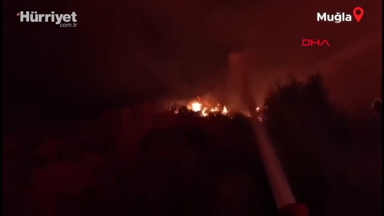Orman yangınına müdahale eden orman işçileri kamerada