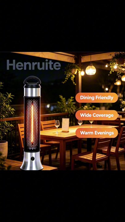 1200W Weatherproof Freestanding Infrared Patio Heater Wide Heating Range Equipment For Bar Outdoor Dining Area