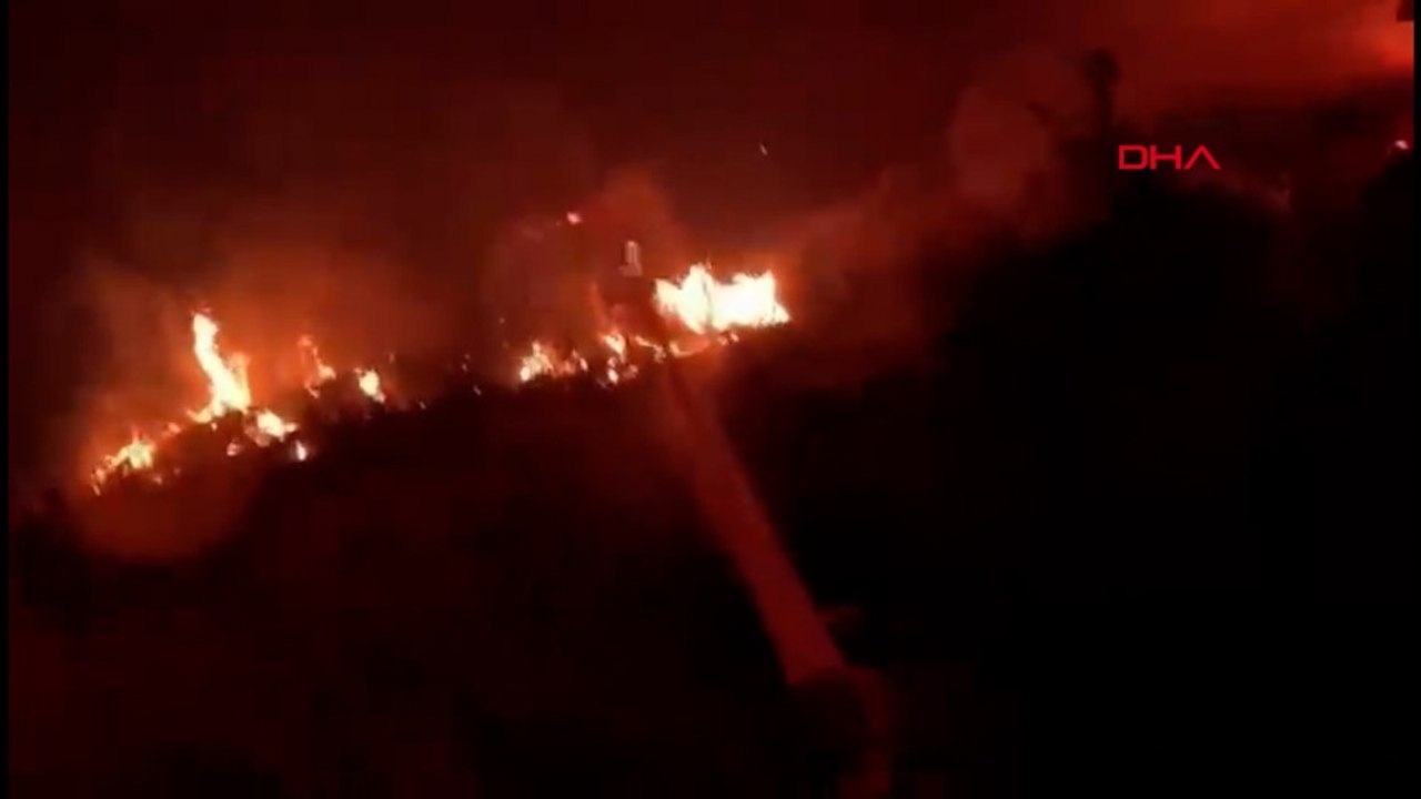 Fethiye Üzümlü'deki orman yangınına müdahale eden orman işçileri kamerada