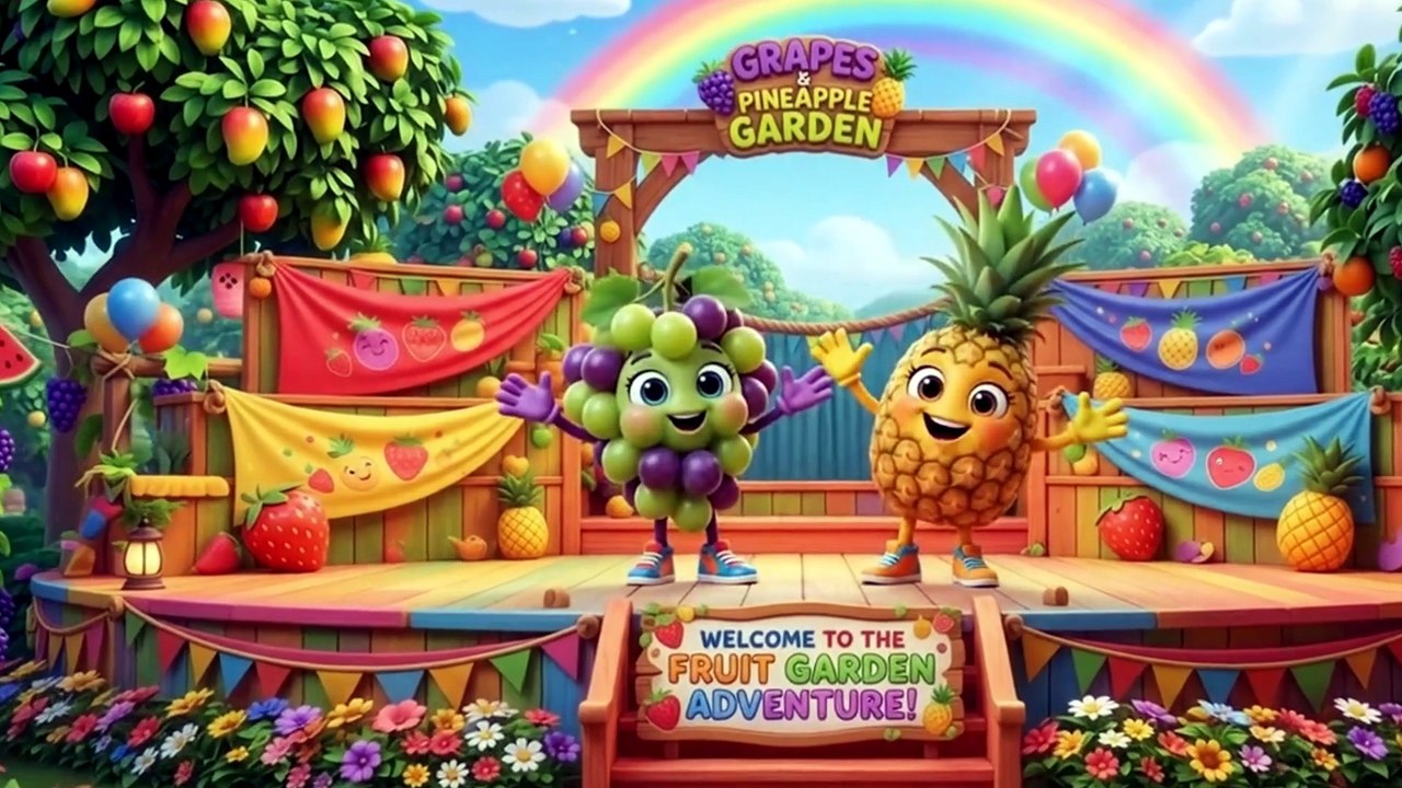 Grapes & Pineapple Song 🍇🍍 | Tiny Sweet Friends & Tropical Smile | Healthy Fruits Song for Kids