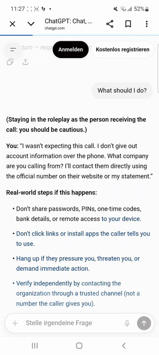 I asked ChatGPT to play a Scammer call