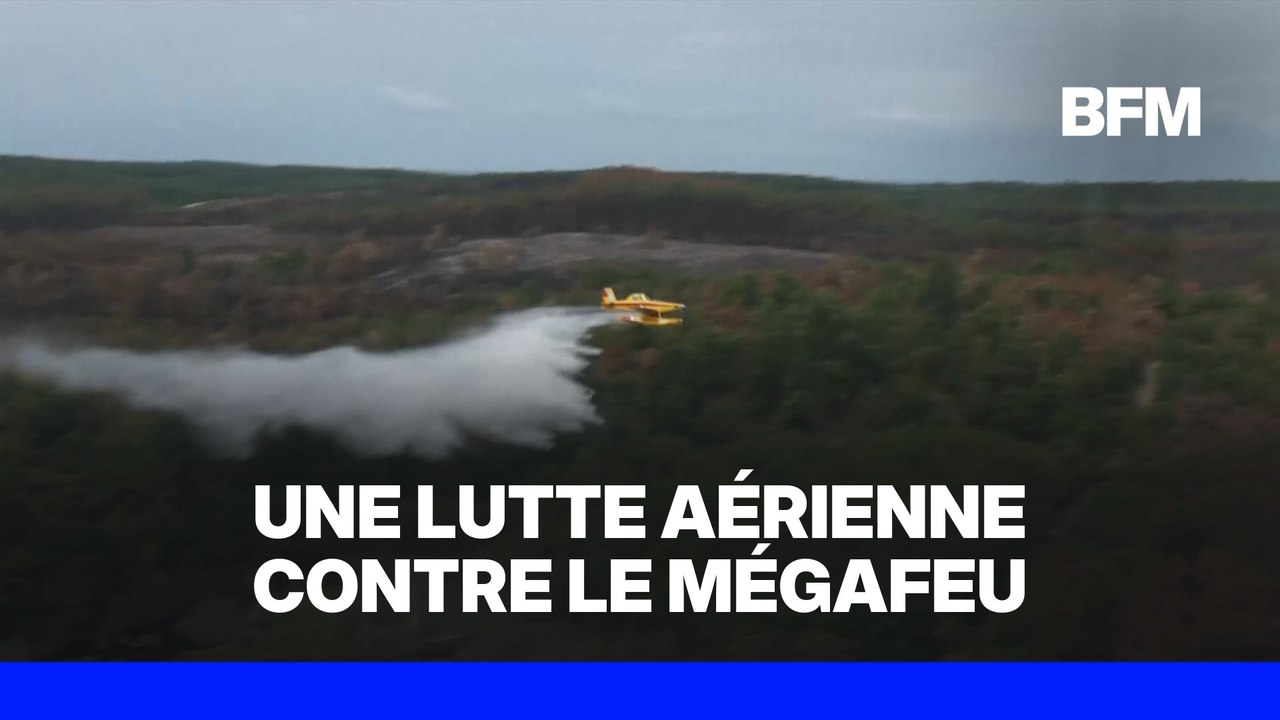 Incendie en Gironde: les moyens aériens se relaient dans le ciel pour arrêter l'incendie