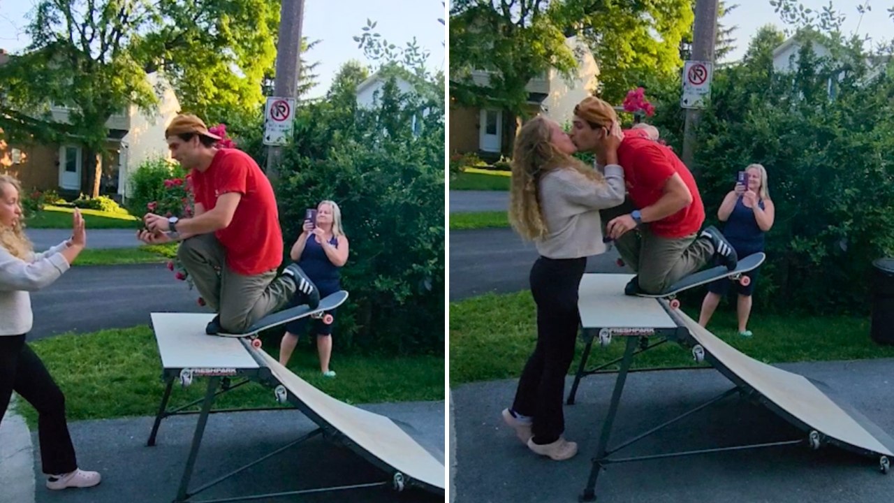 Skateboarder Proposes To Girlfriend On Quarter Pipe | Happily TV
