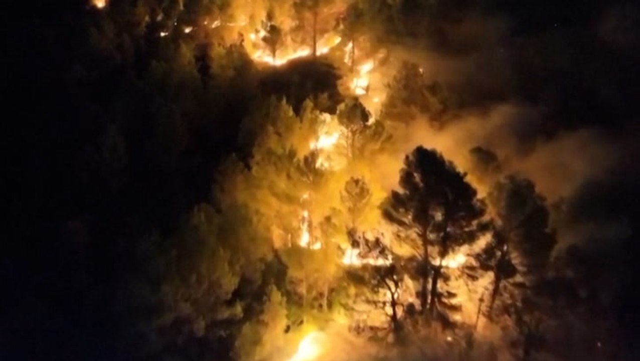 Watch: Mountain burns overnight in Spain’s Castellón in dramatic drone footage