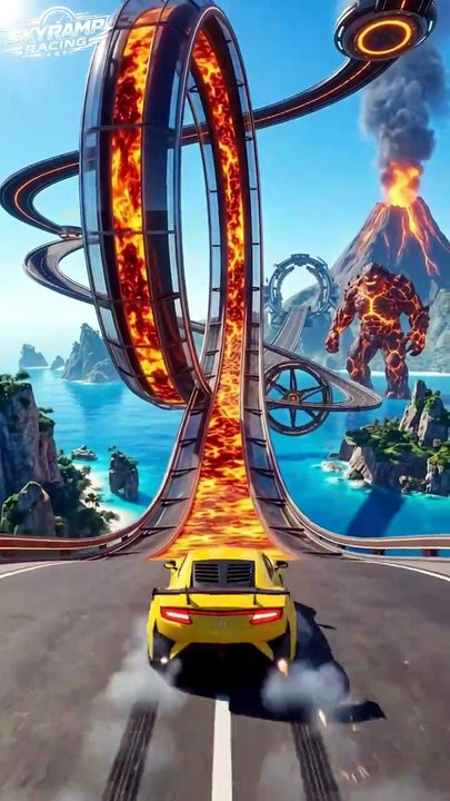 🔥 Firestorm X vs Impossible Volcano Mega Ramp | Epic 3D Car Parkour Challenge | SkyRamp Racing