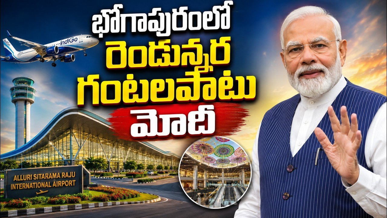 ఉత్తరాంధ్ర కలలకు రెక్కలు.. రెండున్నర గంటలపాటు భోగాపురంలో మోదీ | Asianet News Telugu