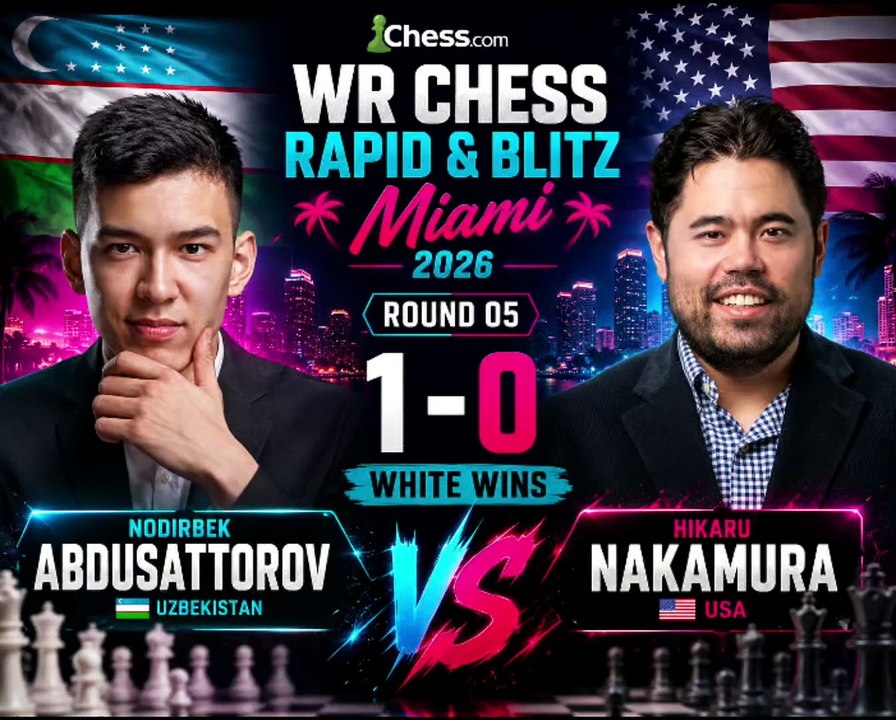 Nodirbek Abdusattorov Defeats Hikaru Nakamura in a Thrilling Blitz Battle #wrchess #abdusattorov #nakamura #chess #chessnetx