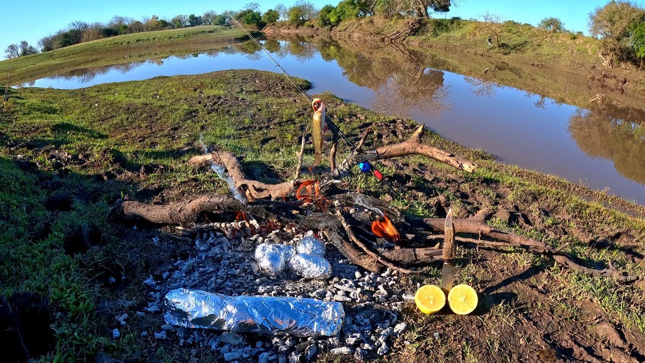 PESCA Y COCINA DE BAGRES, Pescado envuelto en aluminio, aventura de rio, pesca de barrio