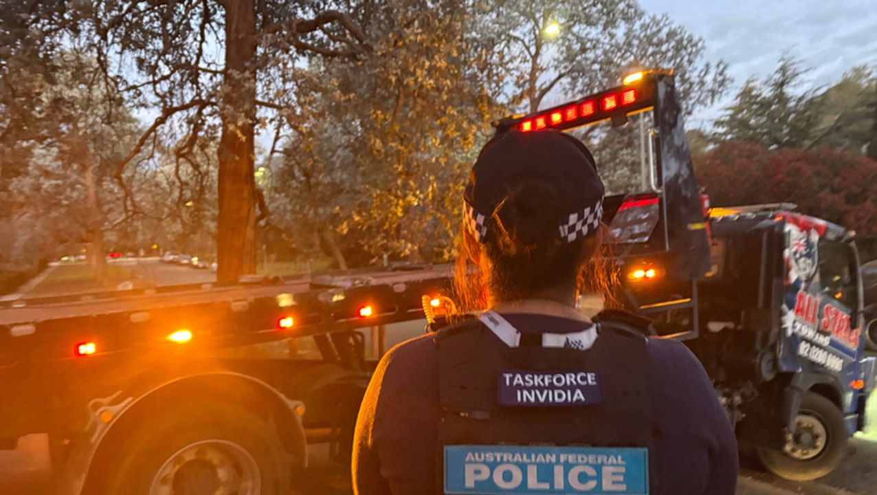 ACT Policing's bikie taskforce at a Braddon unit on July 31