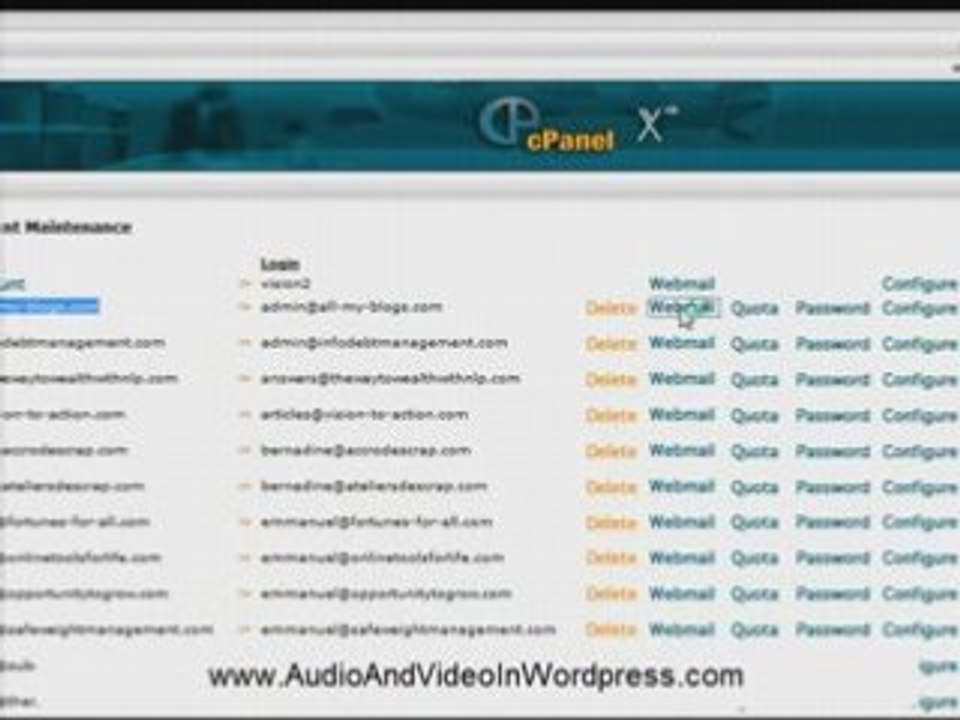 Web Hosting Cpanel: FTP email account manager. a Cpenel Demo