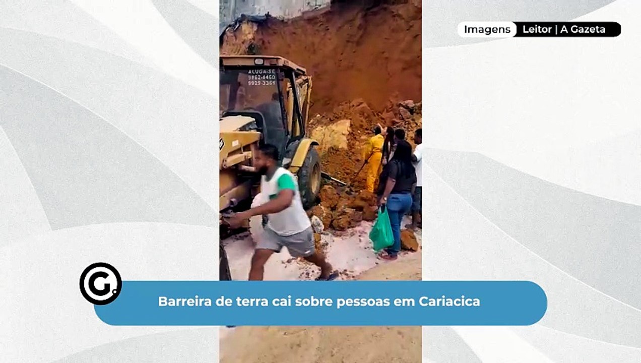Barreira de terra cai sobre pessoas em Cariacica