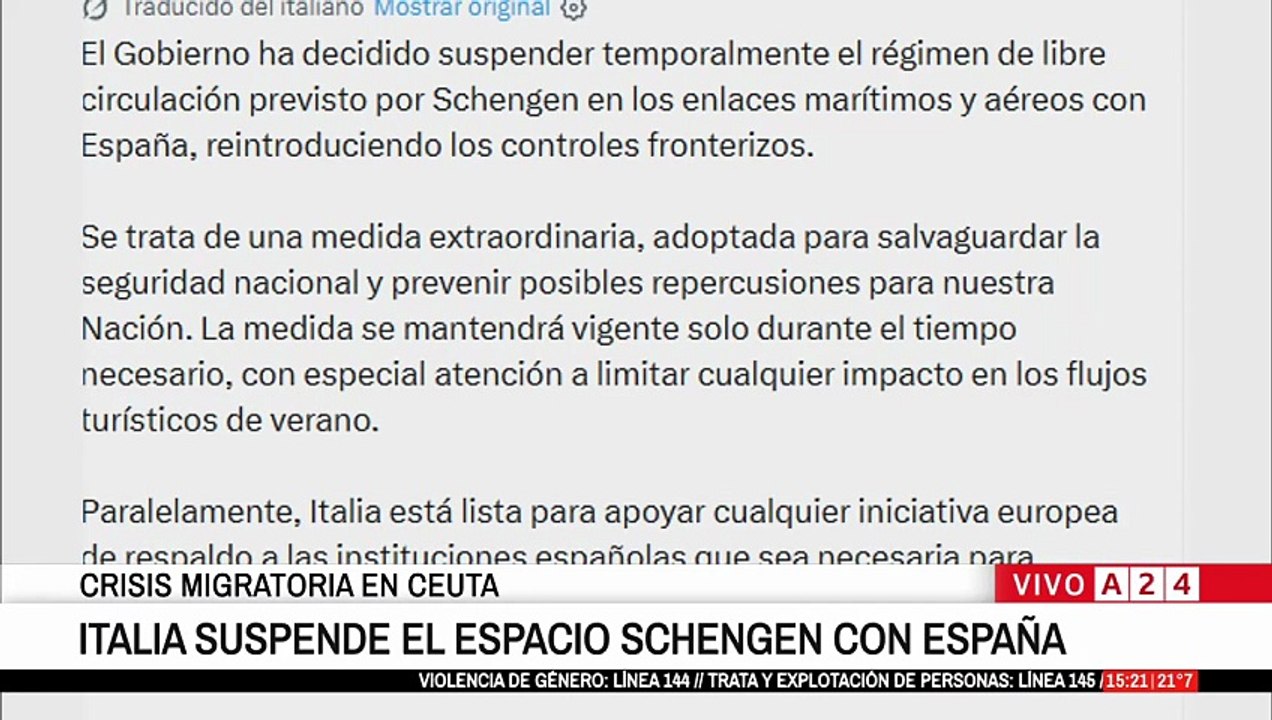 Suspensión temporal de la libre circulación entre Italia y España