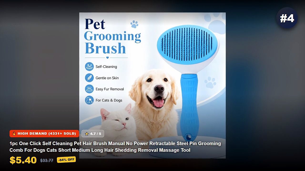 Ultimate Guide to the Best Retractable Pet Hair Grooming Brushes For Shedding Cats - HRBAJ Pet Self Cleaning Slicker Bru...
