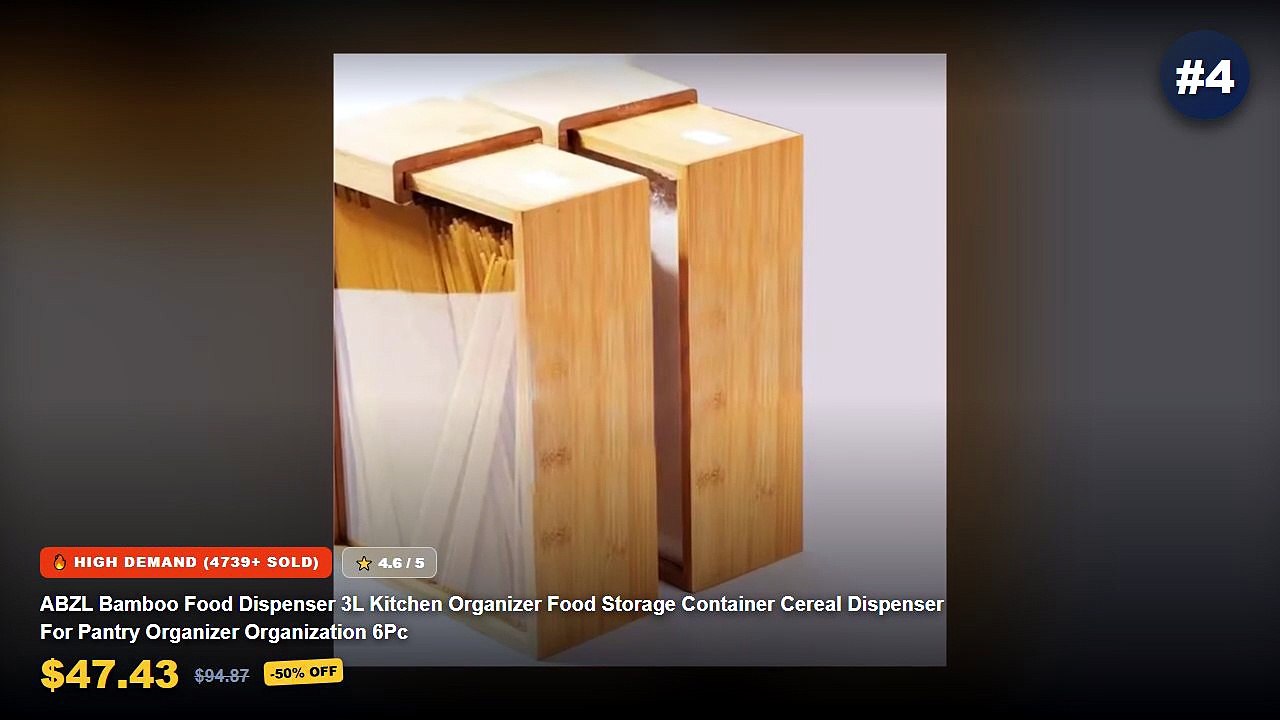 Amazing Airtight Cereal Dispensers For Pantry Organization You Need To See - ABZL Bamboo Food Dispenser 3L Kitchen Organ...
