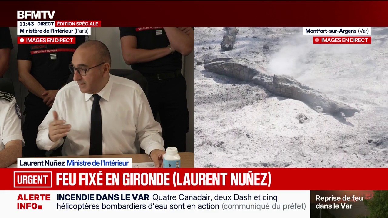 Incendie dans le Var: "On a quelques points d'inquiétude importants puisqu'il y a de nombreux points chauds", indique  Laurent Nuñez