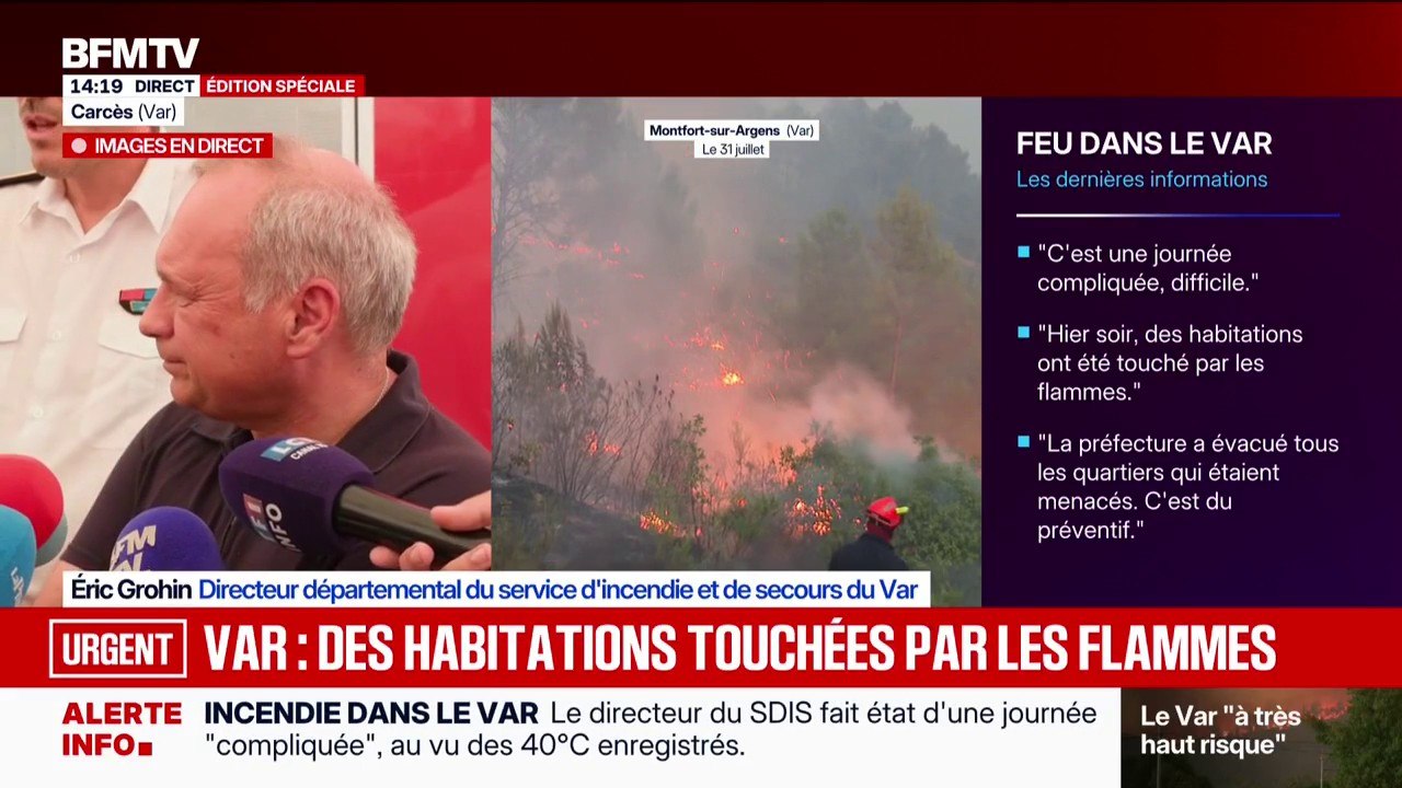 Incendie dans le Var: "Le feu brûle toujours, on n'est pas du tout sur un feu fixé", assure le directeur du SDIS