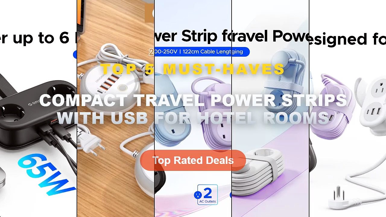 Top 5 Best Compact Travel Power Strips With USB For Hotel Rooms (Must Have!) - ORICO EU Plug GaN 65W Power Strip 2AC Out...