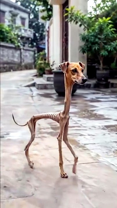 You might have said, "What is this strange animal?" It's a dog. If you don't believe me, watch until the end.