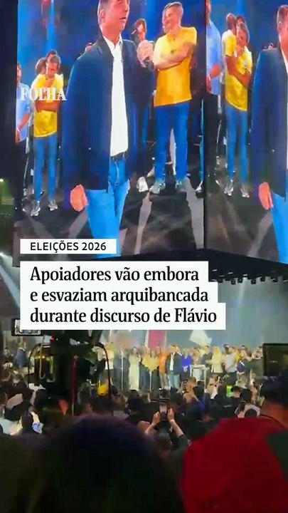 Apoiadores vão embora e esvaziam arquibancada durante discurso de Flávio