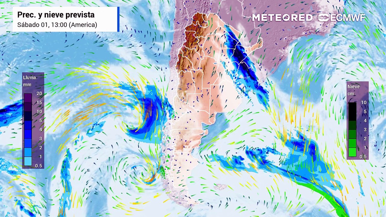 Precipitaciones previstas en Argentina