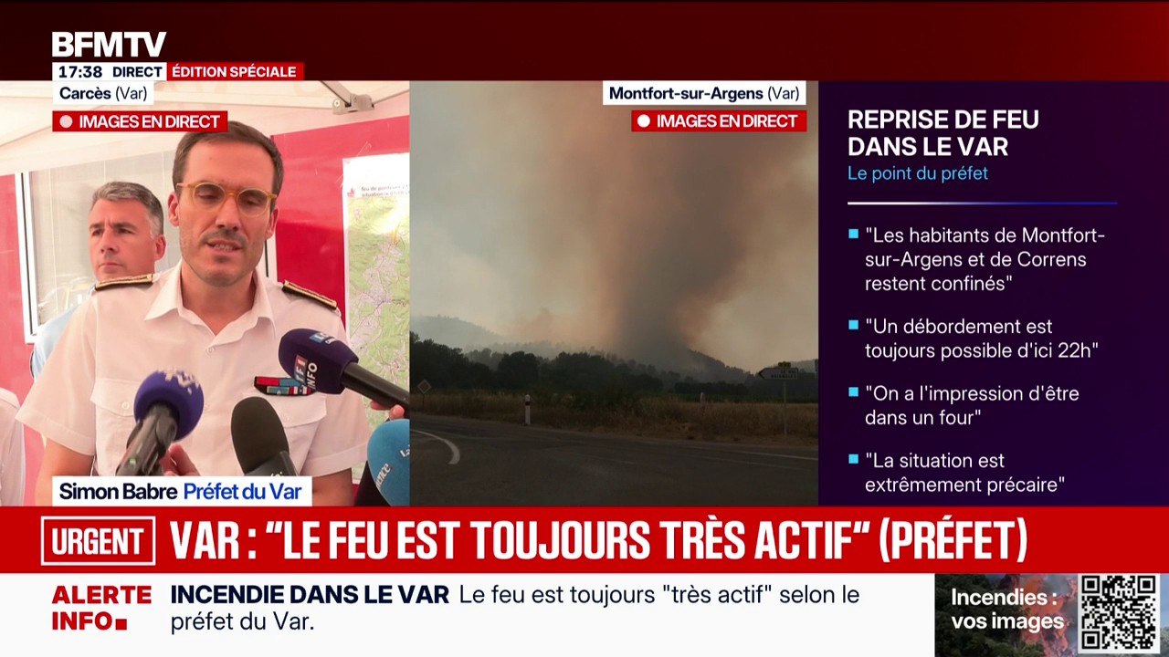 Incendie dans le Var: "On reste dans une phase critique au moins jusqu'à 22 heures", indique le préfet