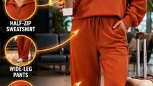 PINSPARK Women's 2-Piece Lounge Set | Oversized Half-Zip Casual Outfit | Trend Pickz