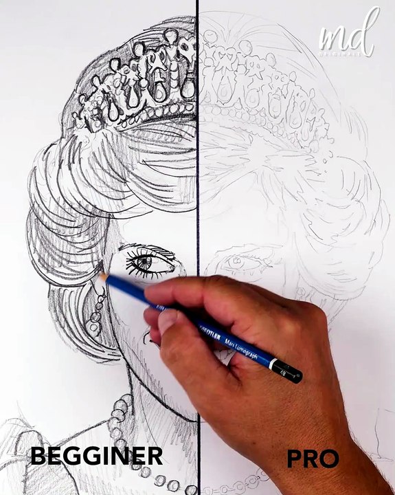 Beginner vs pro drawing of princess Diana! ✍️👑