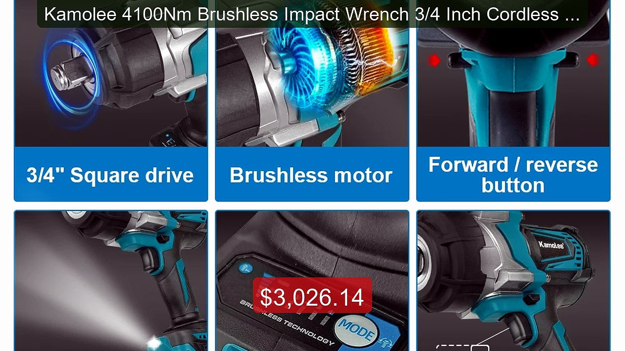 Kamolee 4100Nm Brushless Impact Wrench 3/4 Inch Cordless Power... -- Best Buy 2026 | Great Quality!