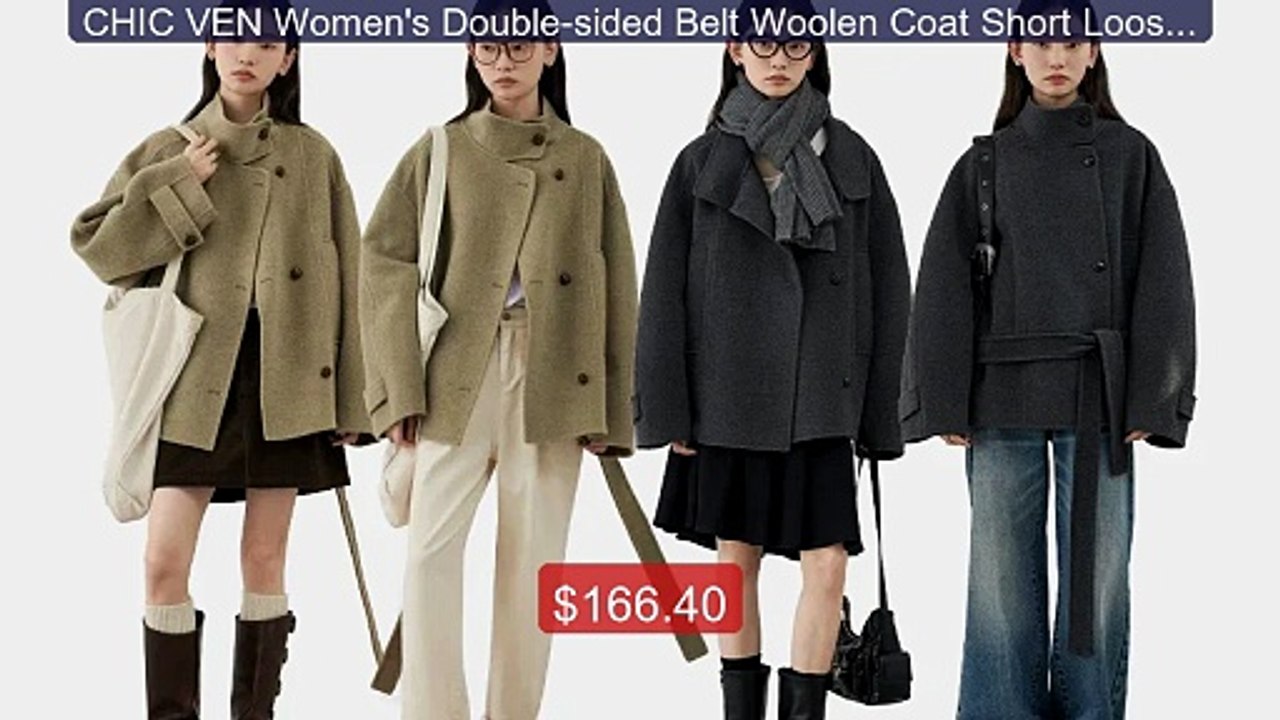 CHIC VEN Women's Double-sided Belt Woolen Coat Short Loose ... -- Top Pick 2026 | Unbeatable Price!