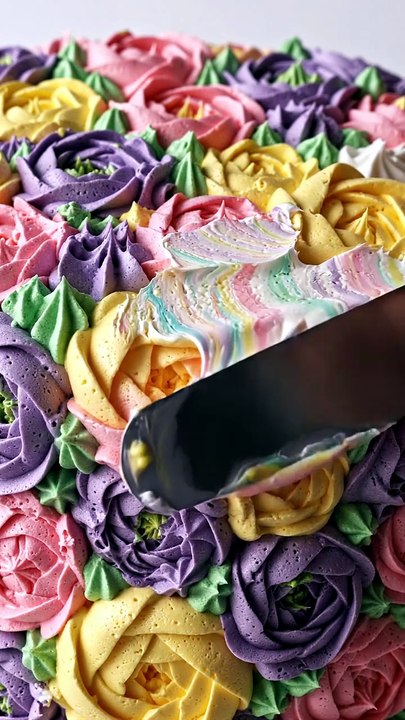 Buttercream Flower Cake Scraped ASMR | Satisfying Original Sound Dessert