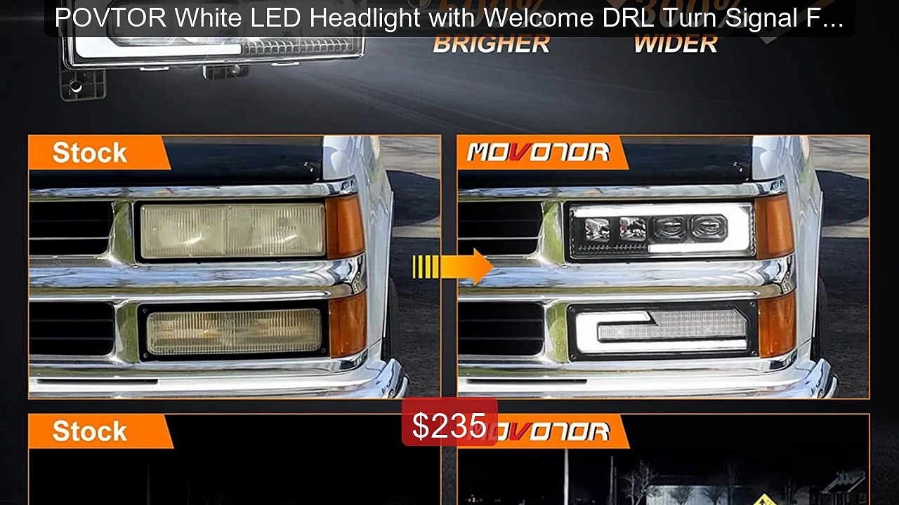 POVTOR White LED Headlight with Welcome DRL Turn Signal For 1988-1... -- Best Deal 2026 | Shop Now!