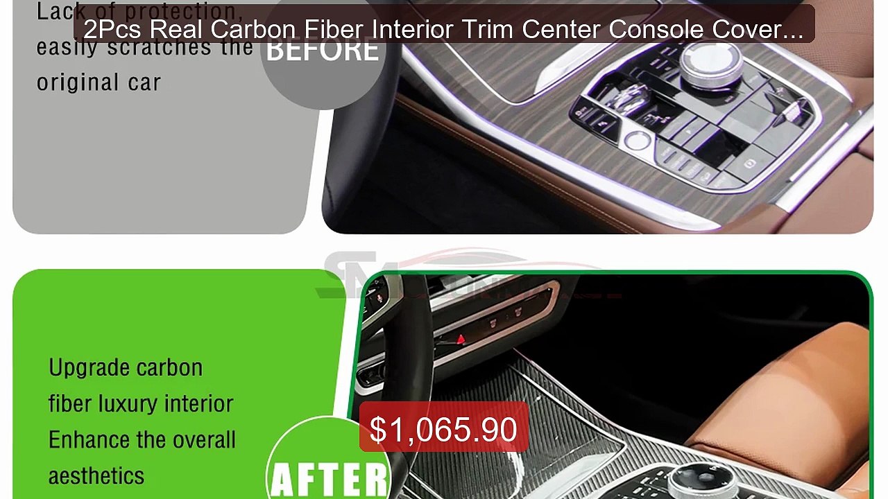 2Pcs Real Carbon Fiber Interior Trim Center Con...