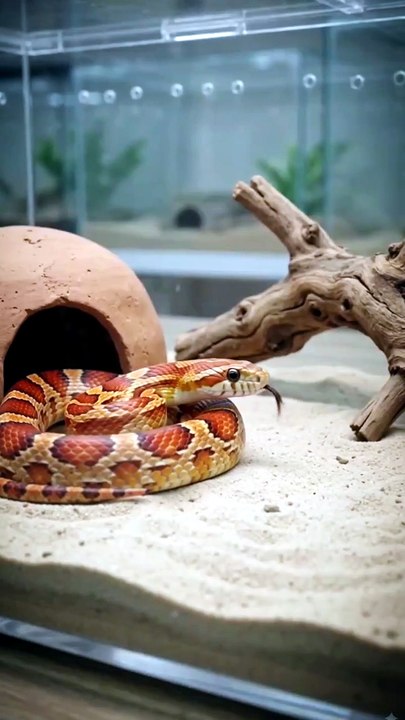 Spiky Hedgehog Faces a Corn Snake"