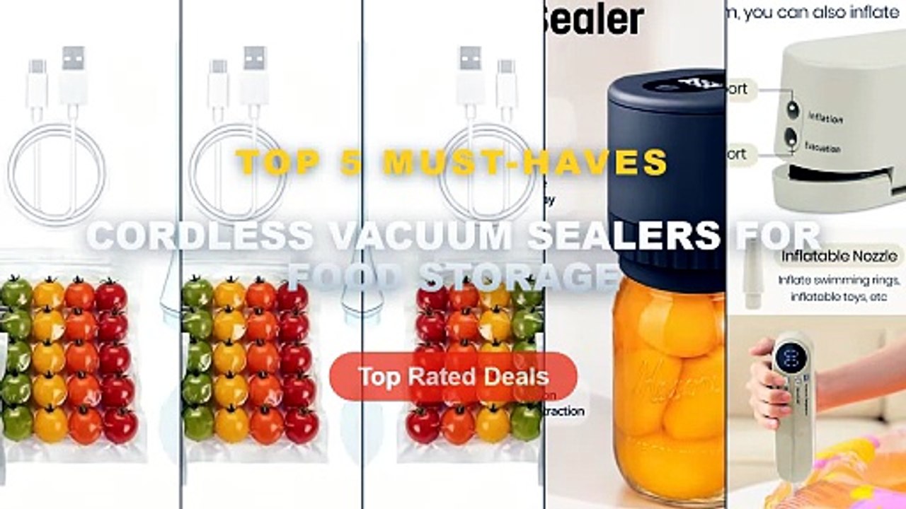 Cordless Vacuum Sealers For Food Storage: Top 5 Best Sellers - YUNCHI Electric Mason Jar Vacuum Sealing Machine Cordless...