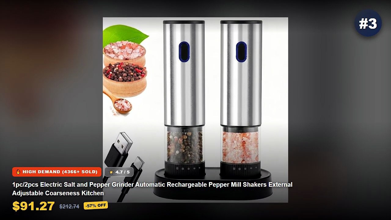 Why Everyone Is Buying Electric Spice Grinders For Fresh Pepper And Salt - 1/2pcs Automatic Pepper Grinder Salt And Pepp...