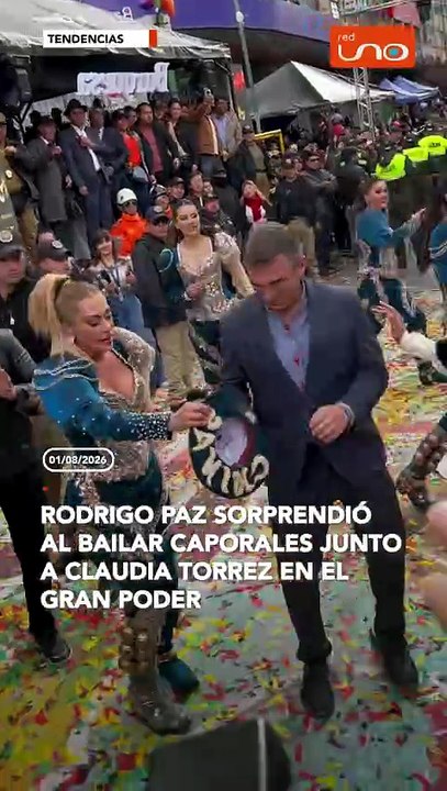 Rodrigo Paz sorprendió al bailar caporales junto a Claudia Torrez en el Gran Poder