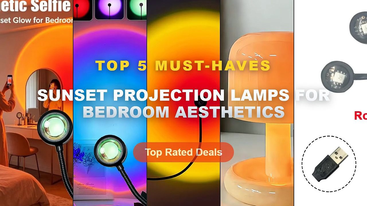 Sunset Projection Lamps For Bedroom Aesthetics: Top 5 Best Sellers - USB Sunset Lamp, Aesthetic Projection Light with Wa...