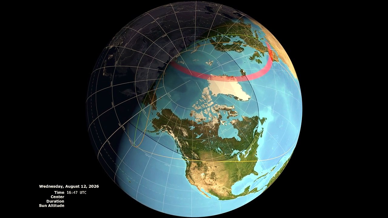 La NASA muestra el recorrido del eclipse del 12 de agosto de 2026