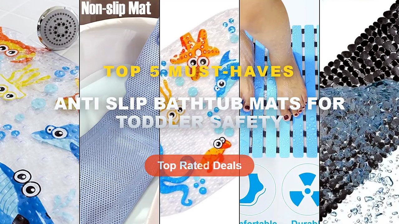 Ultimate Guide to the Best Anti Slip Bathtub Mats For Toddler Safety - 1pc Cartoon Non slip Bath Mat with Suction Cups 3...