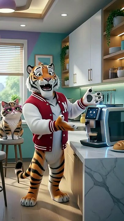 🐯 Tiger vs. the Smart Coffee Machine! 🤖☕😂