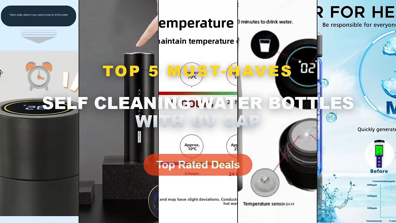 Amazing Self Cleaning Water Bottles With UV Cap You Need To See - One hydrogen water bottle, hydrogen rich water cup, US...