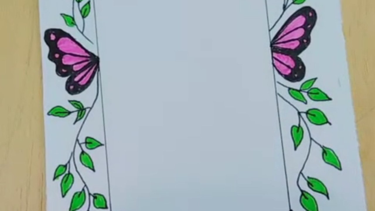 #art #frontpage #drawing #diy #border 🦋beautiful border designs for project❤️ #painting #trending