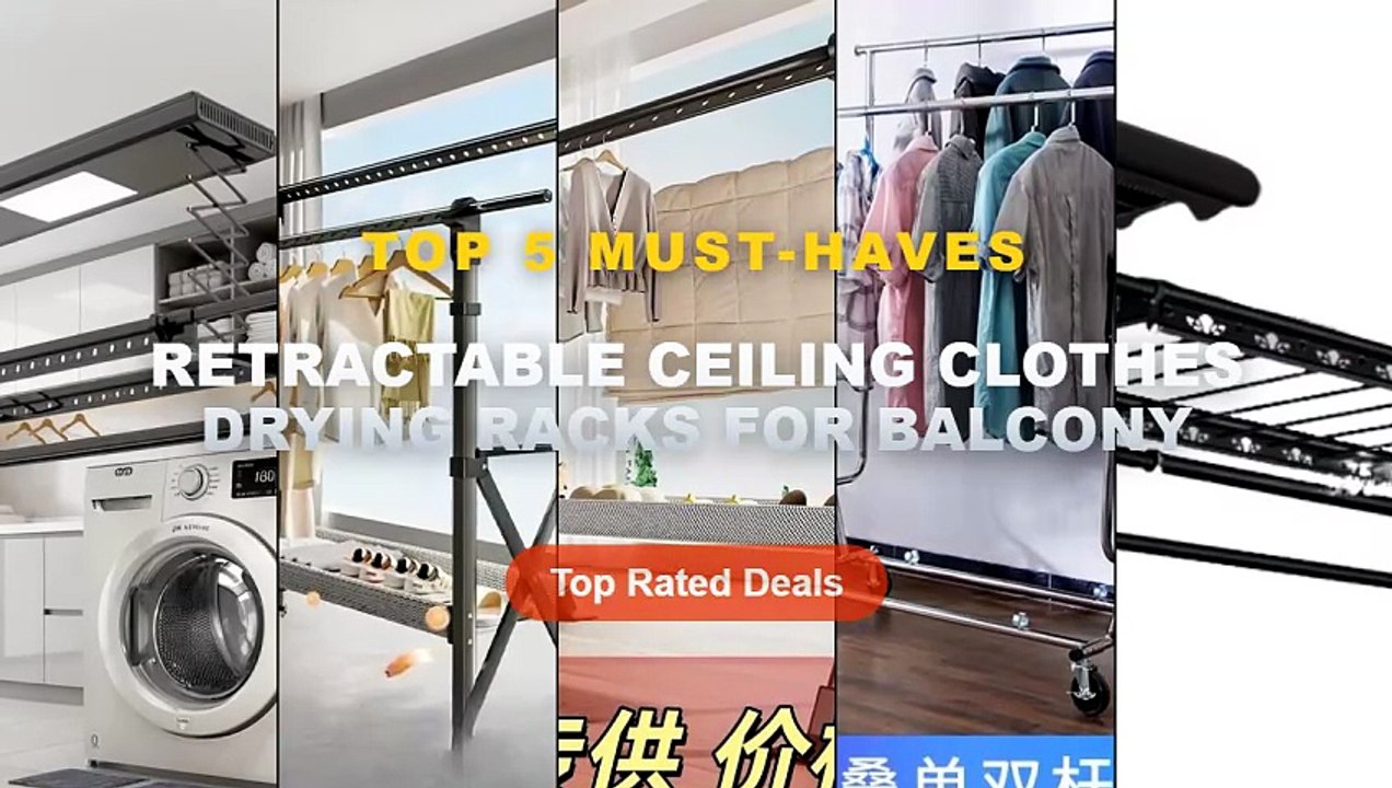 Retractable Ceiling Clothes Drying Racks For Balcony: Top 5 Best Sellers - Telescopic Clothes Hanger Ceiling Electric La...
