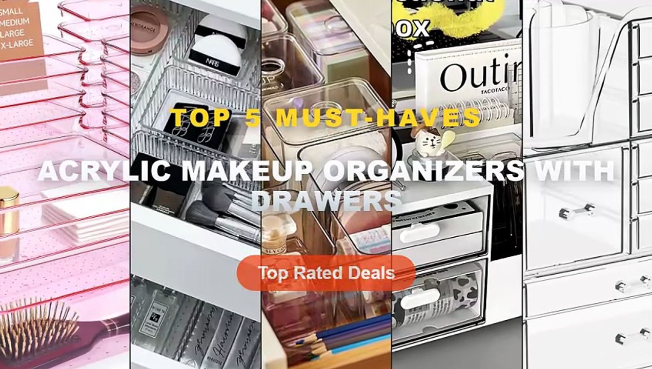 Cheap & Best Acrylic Makeup Organizers With Drawers Unboxing & Review - 1Pcs Desktop Storage Box Cosmetics Organizer wit...