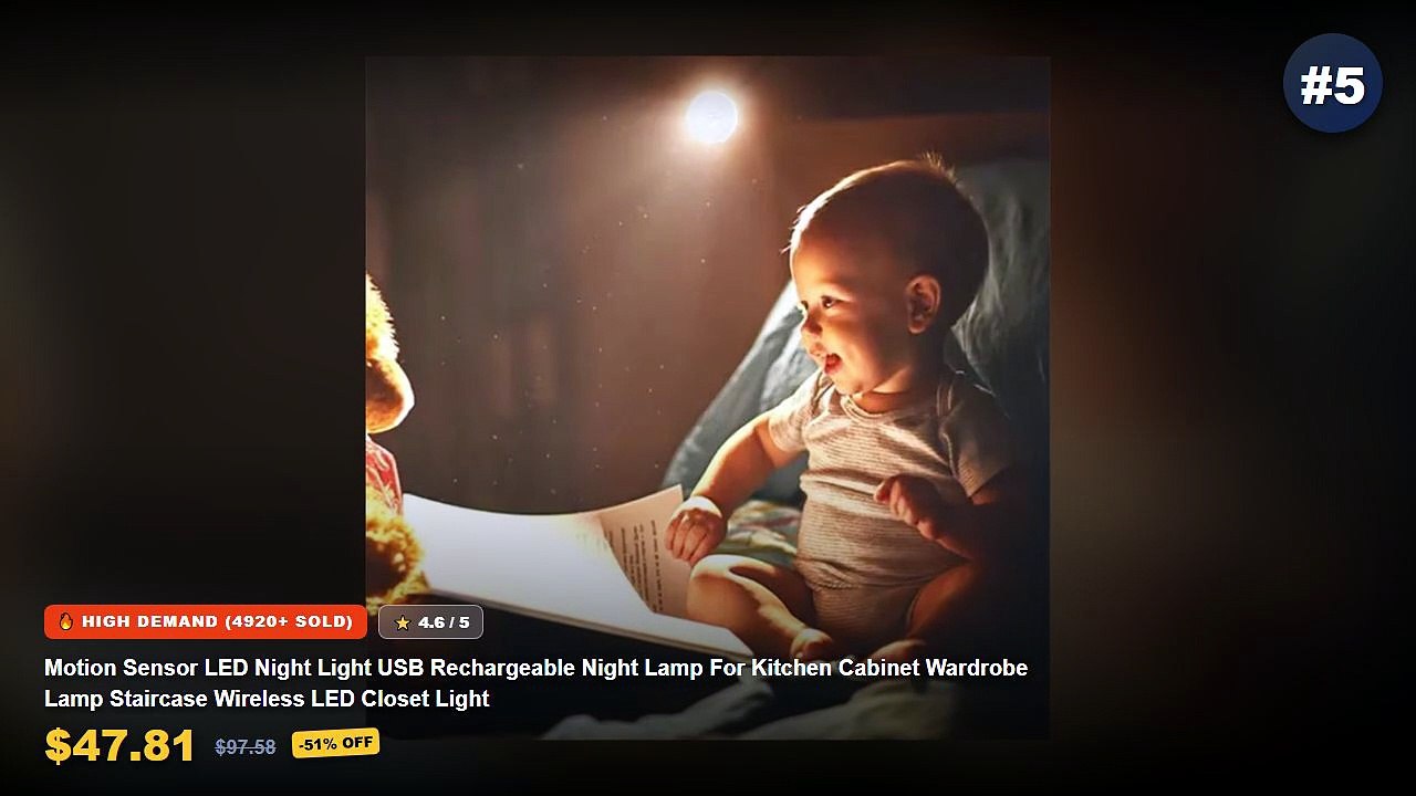 Best Motion Sensor LED Closet Lights Rechargeable on AliExpress | Review - Motion Sensor LED Night Light USB Rechargeabl...