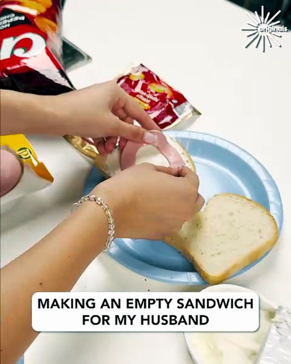 Wife pranks husband with an empty sandwich! 🤣🥪