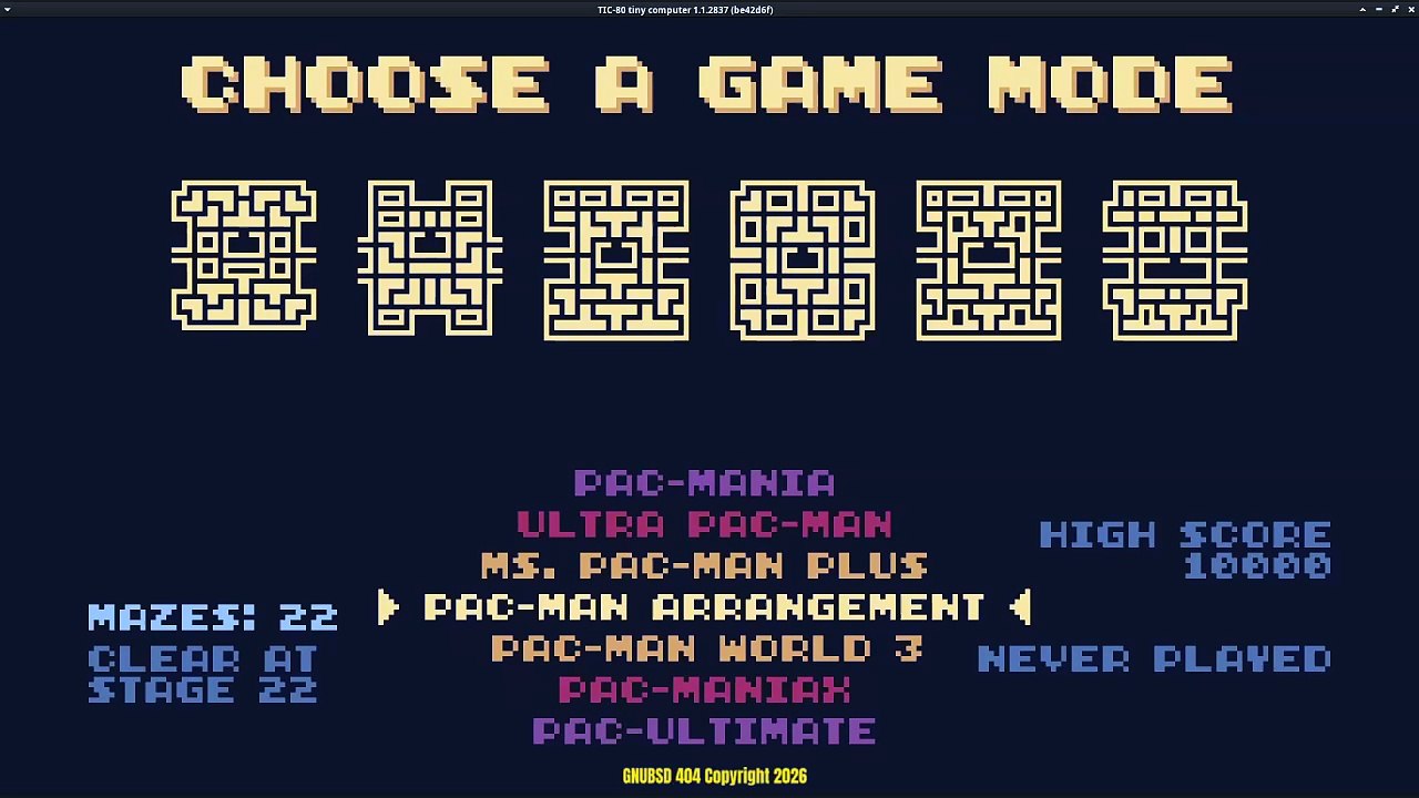 GNUBSD404 Long N219 Pac-Man80 Pac-Man Arrengement (Linux)