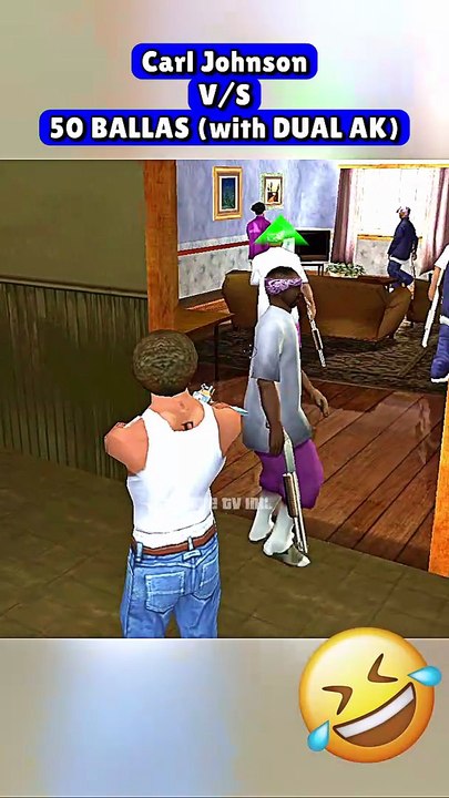 GTA San Andreas Funny Moment – CARL vs 50 BALLAS (with DUAL AK)  👊💀🔥🤣⚡️(Part 482) - #gtag #cj #funny #gtaindia #gtarp